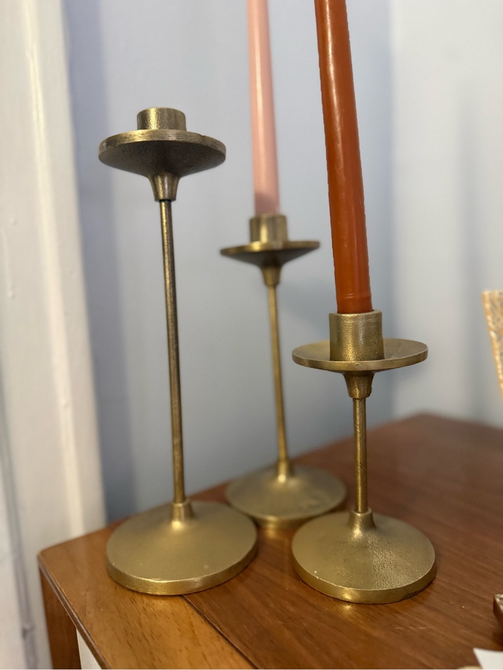 Target Threshold Brass Finish Taper Candle Holders